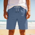 thumbnail image 1 of Axiiglly Mens Shorts Casual Straight Drawstring Elastic Waist Cotton Summer Beach Shorts with Pockets, S-3XL, 1 of 5