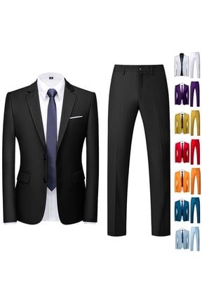 Mens Suits Classic Fit 2 Piece Button Blazer Jackets Slim Fit Suit Pants Wedding Business Prom Suits