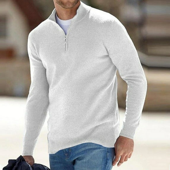 Axiiglly Mens Sweater Quarter Zip Pullover Sweater Cable Knit Stand V Neck Sweater Comfy Soft Oversized Sweater Casual Loose Fall Winter Sweaters