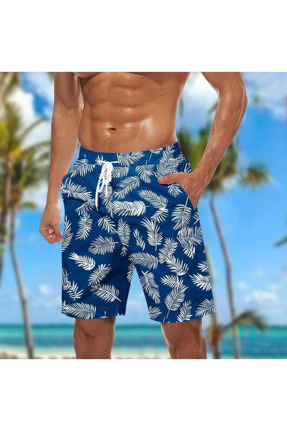 Mens Swim Trunks Bathing Suit Board Shorts Plus Size Vacation Hawaiian Shorts with Pockets Summer Drawstring Beach Shorts Casual Swimwear Surfing