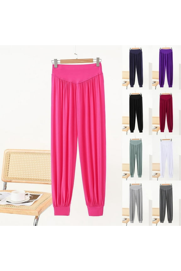 Pajama Pants Women Casual Cotton Pajama Pants Elastic Waist Sleep Pants Solid Color Summer Lightweight Pajama Pants