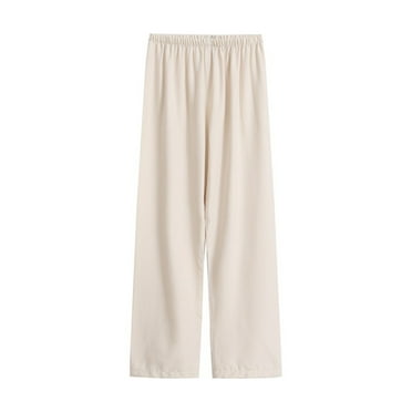 Axiiglly Pajama Pants for Women Cotton Elastic Waist Pajama Bottoms Casual Comfy Loose Sleepwear Solid Color Full Length Pants with Pockets on Clearance