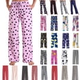 thumbnail image 1 of Axiiglly Pajama Pants for Women Floral Printed Elastic Waist Pajama Bottoms Casual Comfy Loose Cotton Sleepwear Plus Size Full Length Pants with Pockets, 1 of 6