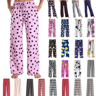 Axiiglly Pajama Pants for Women Floral Printed Elastic Waist Pajama Bottoms Casual Comfy Loose Cotton Sleepwear Plus Size Full Length Pants with Pockets