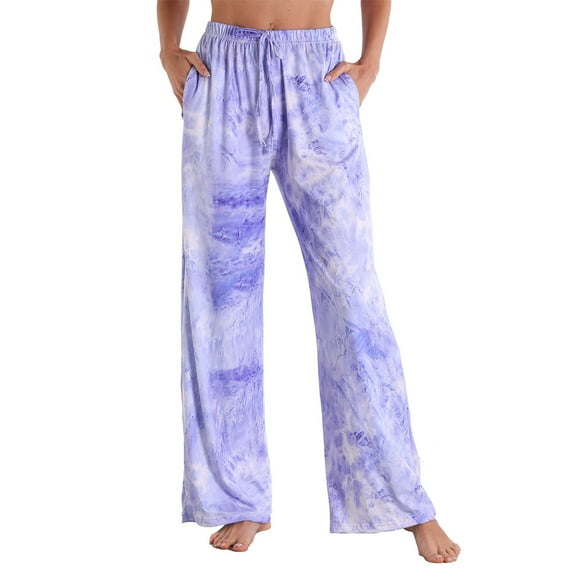 Axiiglly Pajama Pants for Women Floral Printed Plus Size Pajama Bottoms Casual Comfy Loose Cotton Sleepwear Full Length Pants with Pockets