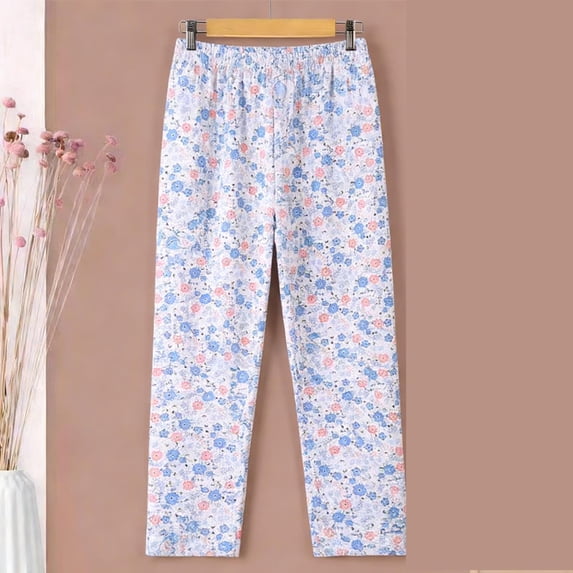 Axiiglly Pajama Pants Women Plus Size Elastic Waist Floral Lounge Bottoms Soft Comfy Stretchy Breathable Home Sleep Pants, XL-5XL
