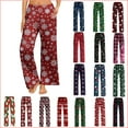 thumbnail image 1 of Axiiglly Pajama Pants for Women Plus Size Christmas Printed Elastic Waist Sleep Pants Casual Loose Long Straight Sleepwear with Pockets S-5XL, 1 of 7