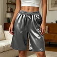 thumbnail image 1 of Axiiglly Pajama Shorts Women Satin Silk Elastic Waist Loose Casual Lounge Bermuda Shorts Soft Breathable Home Bottoms, M-3XL, 1 of 7