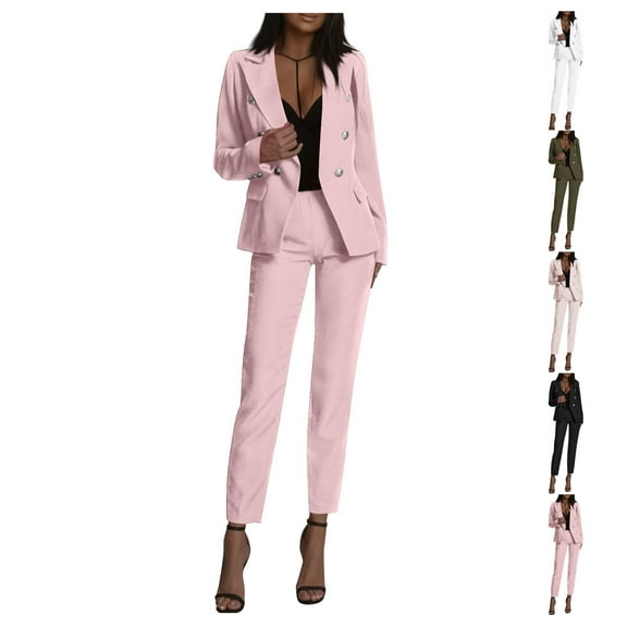 Horkkom Pant Suits for Women Dressy Plus Size Blazer High Waisted Straight Leg Pants Sets Business Casual Outfits