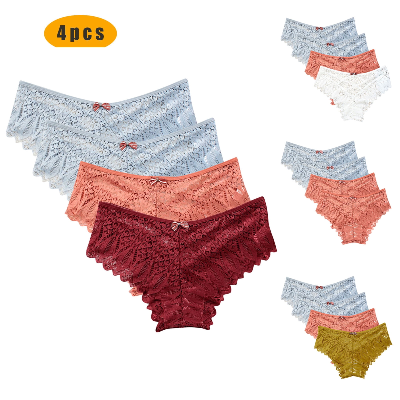Axiiglly Panties for Women Solid Color Lace Underwear Plus Size ...