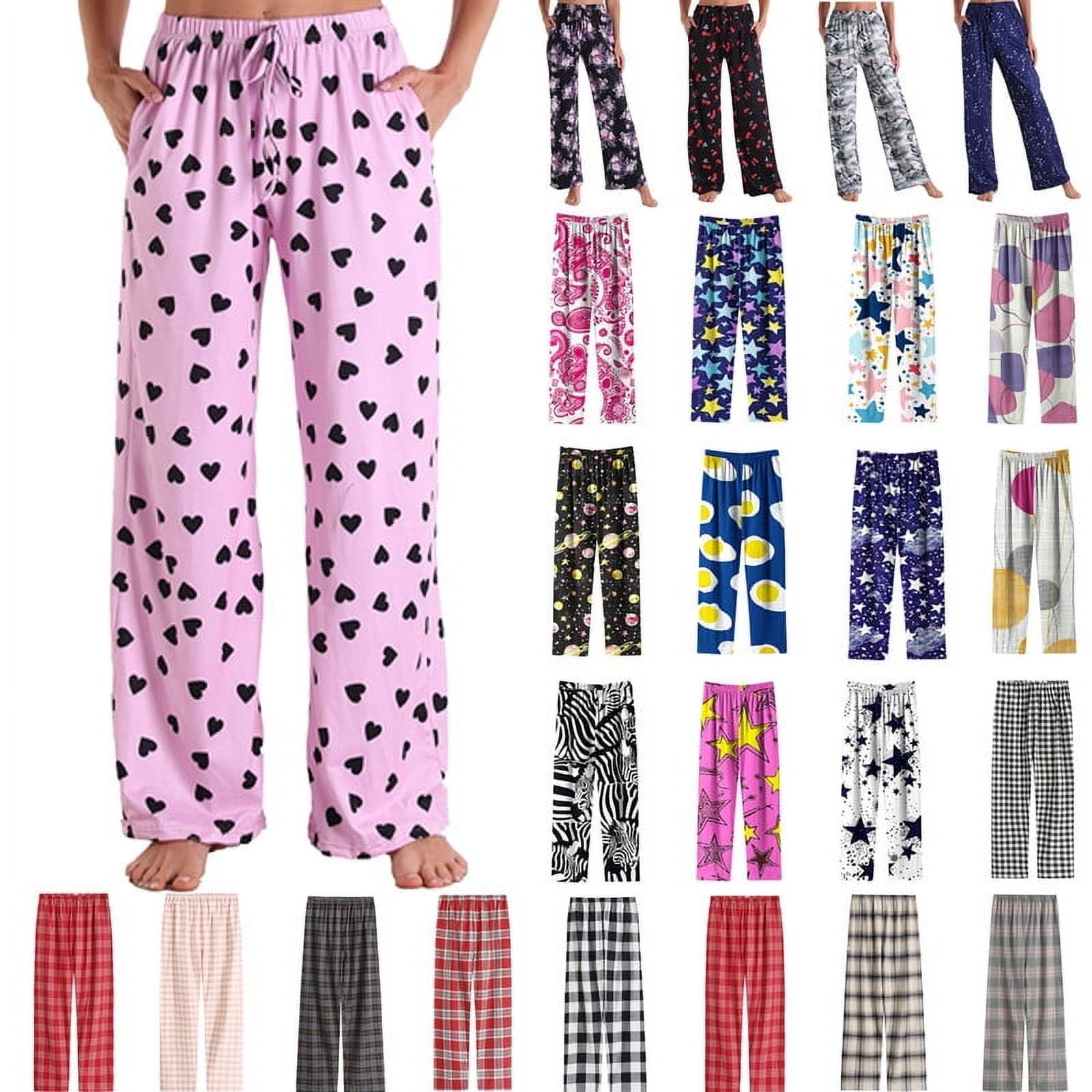 Axiiglly Pajama Pants for Women Floral Printed Elastic Waist