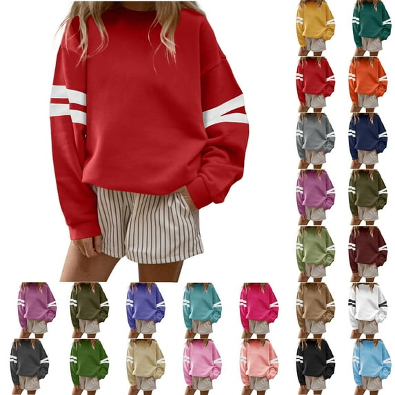 Horkkom Plus Size Sweatshirts for Women Pullover Crewneck Sweatshirts Casual Fall Color Block Blouses XXXXXL