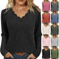 thumbnail image 1 of Horkkom Pullover Sweaters for Women V Neck Long Sleeve Sweaters Casual Fall Sweaters S, 1 of 8