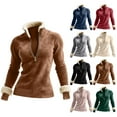 thumbnail image 1 of Horkkom Quarter Zip Pullover Women Casual V Neck Sweatshirt Fleece Warm 1/4 Zip Sweatshirts XL, 1 of 8