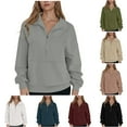 thumbnail image 1 of Horkkom Quarter Zip Pullover Women Casual V Neck Sweatshirt Loose 1/4 Zip Sweatshirts L, 1 of 6