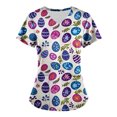 thumbnail image 1 of Axiiglly Scrubs for Women Easter Printed Nursing Tops Casual V Neck Scrub Tops with Pockets Short Sleeve Stretchy Nursing Undershirts Holiday Cute Egg Scrubs Uniform on Clearance, 1 of 5