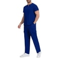 thumbnail image 1 of Axiiglly Scrubs for Men Set Short Sleeve V Neck Scrub Top 7 Pockets Cargo Pants Cozy Stretch Medical Relaxed Fit 2 Piece Scrubs, S-2XL, 1 of 8