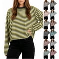 thumbnail image 1 of Horkkom Striped Shirt Women Casual Crewneck Long Sleeve Shirts Loose Comfy Blouses L, 1 of 7