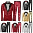 thumbnail image 1 of Horkkom Suits for Men Prom Suits 2 Piece Sequin One Button Blazer Jackets Slim Fit Casual Party Suit Pants Set, 1 of 5