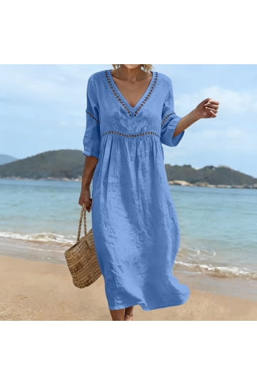 ladies blue summer dresses Womens ruffle maxi dress