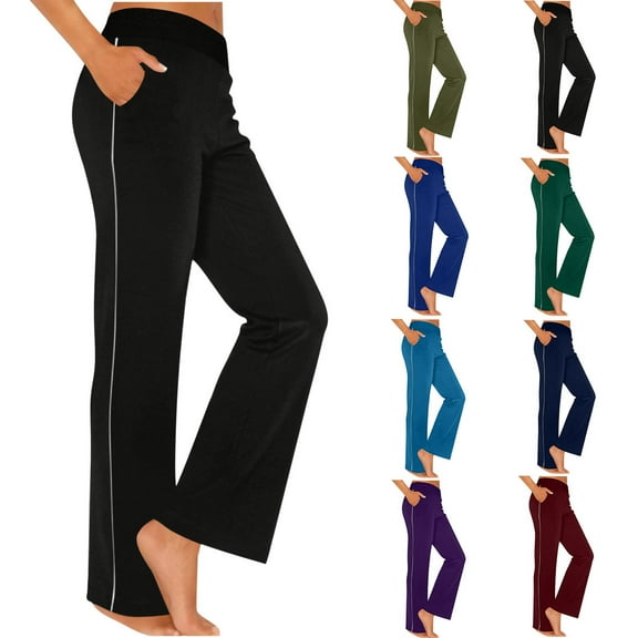 Axiiglly Sweatpants Women Solid Color Elastic Waist Pants Slim Stretchy Casual Pant with Pocket Outdoor Workout Yoga Hiking Pants