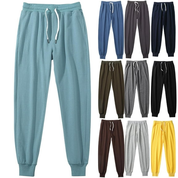 Axiiglly Sweatpants for Men Casual Soft Cotton Pants Solid Color Athletic Joggers Pants Elastic Waist Drawstrings Straight Pants with Pockets