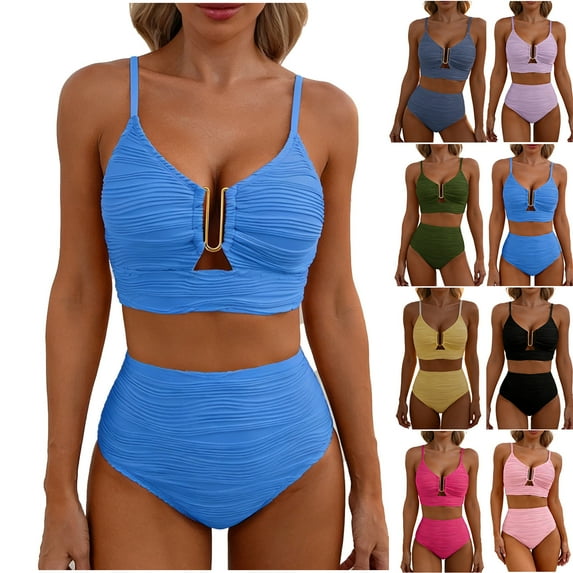 Axiiglly Swimsuit for Women Summer Beach Bikini Set Holiday Spaghetti Straps Bathing Suit Lightweight Fitness Swimsuits Gifts for Women