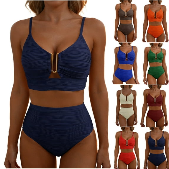 Axiiglly Swimsuit for Women Summer Beach Bikini Set Holiday Spaghetti Straps Bathing Suit Lightweight Fitness Swimsuits Gifts for Women