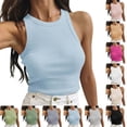 thumbnail image 1 of Axiiglly Tank Top Women, Summer Outdoor Sleeveless Fitted Tank Top, Form Fitting Scoop Neck Ribbed Knit Basic Cami Tops, S-L, 1 of 7