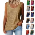 thumbnail image 1 of Horkkom Tank Top for Women Crew Neck Sequin Tank Top Sparkly Loose Sleeveless Cami Shirts Plus Size Summer Casual Tank Top, 1 of 7