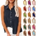thumbnail image 1 of Horkkom Tank Top for Women Sleeveless Button Down Shirts Plus Size Cotton Linen Blouse Summer Casual Lightweight Basic Tank Tops, 1 of 8