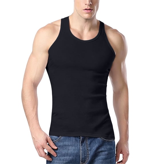 Axiiglly Tank Tops Men Quick Dry Sleeveless Workout Gym Tanks Summer Muscle Shirts Black 2XL