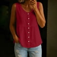 thumbnail image 1 of Axiiglly Tank Tops for Women Cotton Linen V Neck Button Down Sleeveless Relaxed Fit Boho Peplum Summer Fashion Tops 2026, S-2XL, 1 of 6