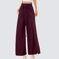 thumbnail image 1 of Axiiglly Wide Leg Pants Woman Tie Front High Waist Flowy Yoga Pant Plus Size Side Split Loose Beach Pants, 1 of 6