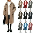 thumbnail image 1 of Horkkom Winter Coats for Women Button Fuzzy Fleece Jacket Casual Loose Long Sleeve Overcoats with Pockets L, 1 of 9