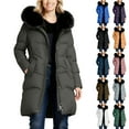 thumbnail image 1 of Horkkom Winter Coats for Women Plus Size Fleece Zip Up Jackets with Pockets Hood Warm Solid Color Long Sleeve Overcoats M, 1 of 8