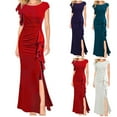 thumbnail image 1 of Axiiglly Women Prom Dress Crew Neck Bodycon Maxi Dress Side Split Mermaid formal Dresses Short Sleeve Irregular Ruched Cocktail Evening Dresses, 1 of 6