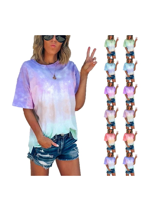 Women Summer Plus Size T-Shirt, Short Sleeve Crew Neck Casual Loose T-Shirt Top, Gifts for Women