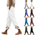 thumbnail image 1 of Axiiglly Women's Capris Pants Casual Loose High Waist Cropped Pants with Pockets Solid Color Holiday Outdoor Trousers S-3XL, 1 of 6