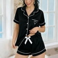 thumbnail image 1 of Axiiglly Womens Pajama Sets Short Sleeve V Neck Button Down Heart Print Tops Stretchy Shorts 2 Piece Sleepwear Soft Comfy Lounge Sets, S-2XL, 1 of 5
