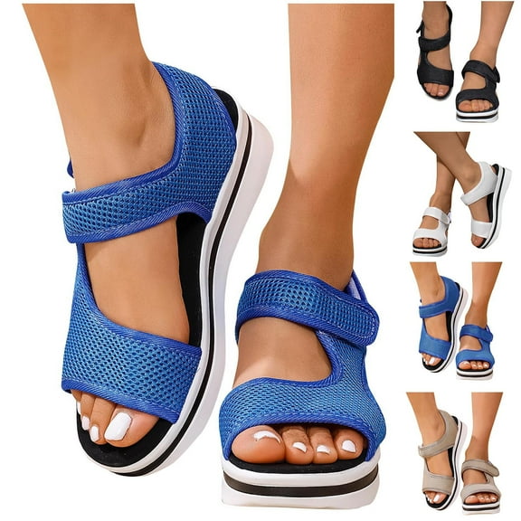 Axiiglly Womens Sandals Casual Wide Width Sandals Ankle Strap Beach Sandals Comfortable Dressy Walking Sandals Retro Open Toe Summer Sandals