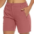thumbnail image 1 of Axiiglly Womens Shorts Mid Rise Button Elastic Waist Zipper Pockets Loose Fit Cargo Hiking Shorts, S-2XL, 1 of 8