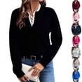thumbnail image 1 of Horkkom Womens Sweaters Soft Comfy Pullover Sweaters Spring Fall Casual V Neck Sweaters XL, 1 of 5