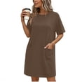 thumbnail image 1 of Axiiglly Womens T Shirt Dress Short Sleeve Crewneck Loose Fit Mini Summer Casual Dresses with Pockets, S-2XL, 1 of 6