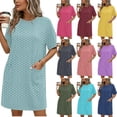 thumbnail image 1 of Axiiglly Womens T Shirt Dress Short Sleeve Polka Dot Midi Dresses Flowy Boho Beach Sundress with Pockets, S-2XL, 1 of 6