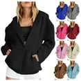 thumbnail image 1 of Horkkom Zip Up Hoodie Women Long Sleeve Hooded Sweatshirts Solid Color Casual Jackets Winter Soft Warm Hoodies with Pockets, 1 of 7