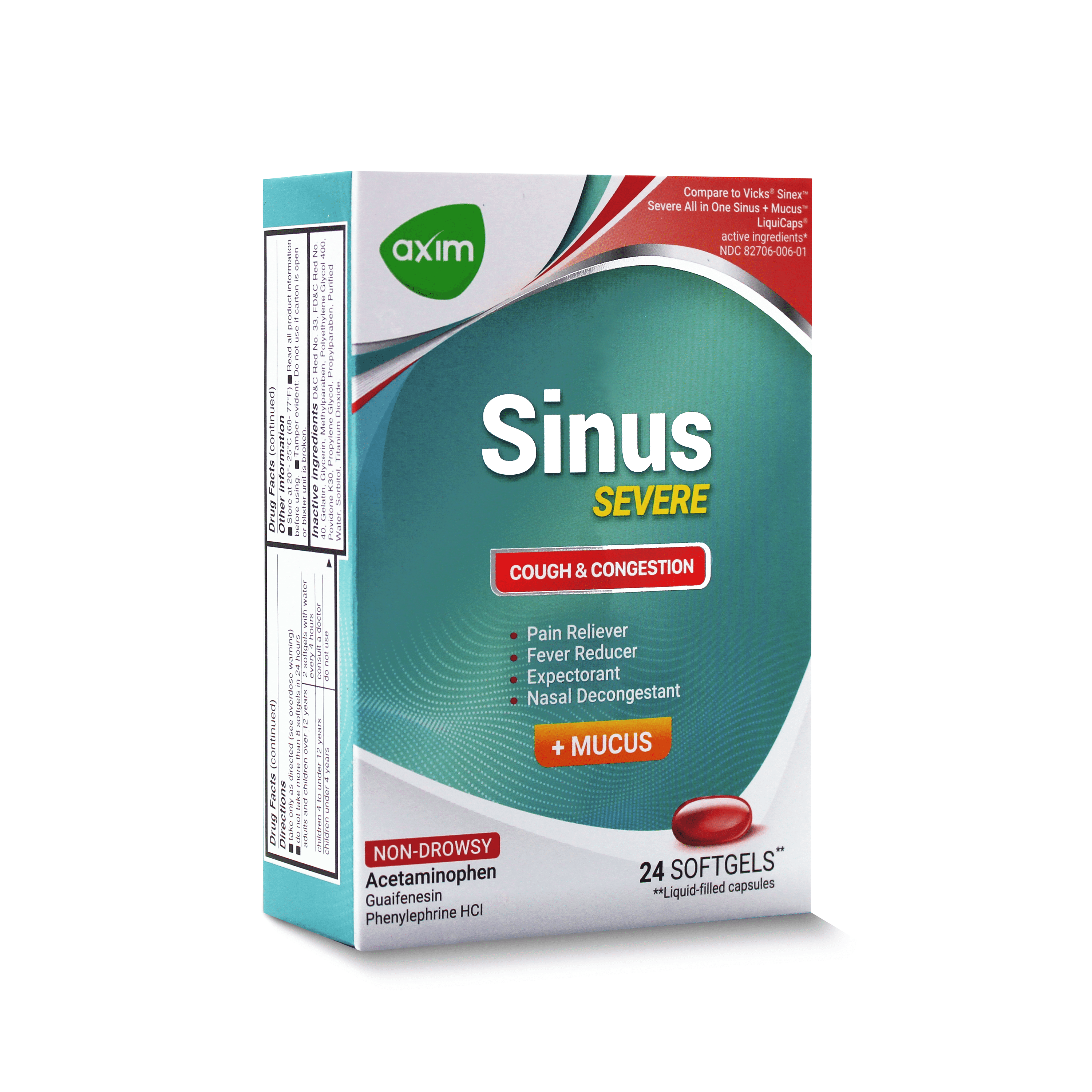 Axim Severe Sinus Medicine for Sinus Relief Cold and Flu Medicine for