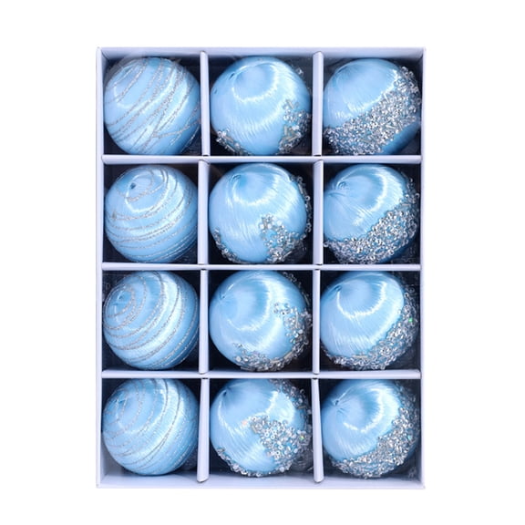 Aximioll 12Pcs Christmas Ball Ornaments Set, 2.36in Plastic Xmas Hanging Baubles, Light Blue Round Decor, for Christmas Tree, Holiday Party, Home Decor, Light Blue