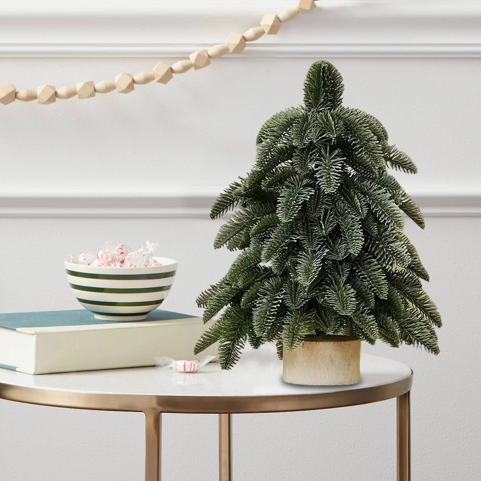 Aximioll 17.7 Inch Frosted Gray-Green Tabletop Christmas Tree, Snowy ...