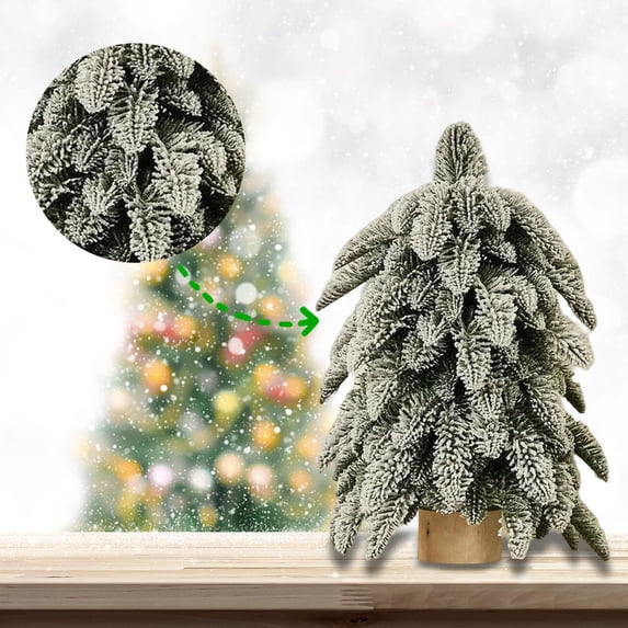 Aximioll 17.7 Inch Heavily Frosted Tabletop Christmas Tree, Snowy ...